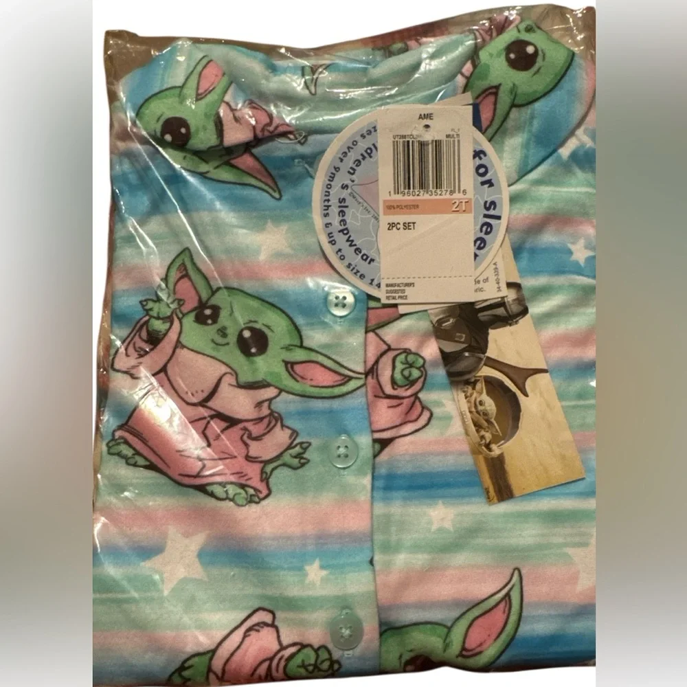 NWT Disney Star Wars Toddler Girls Baby Yoda Pajama Set Brushed Jersey Soft Cozy